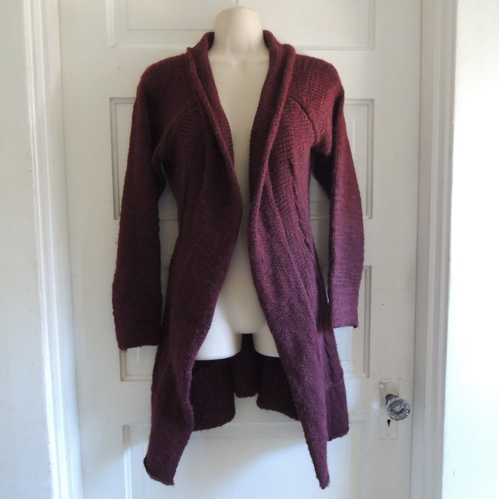 Soft Surroundings Burgundy Alpaca Blend Open Cardigan PS *Runs L